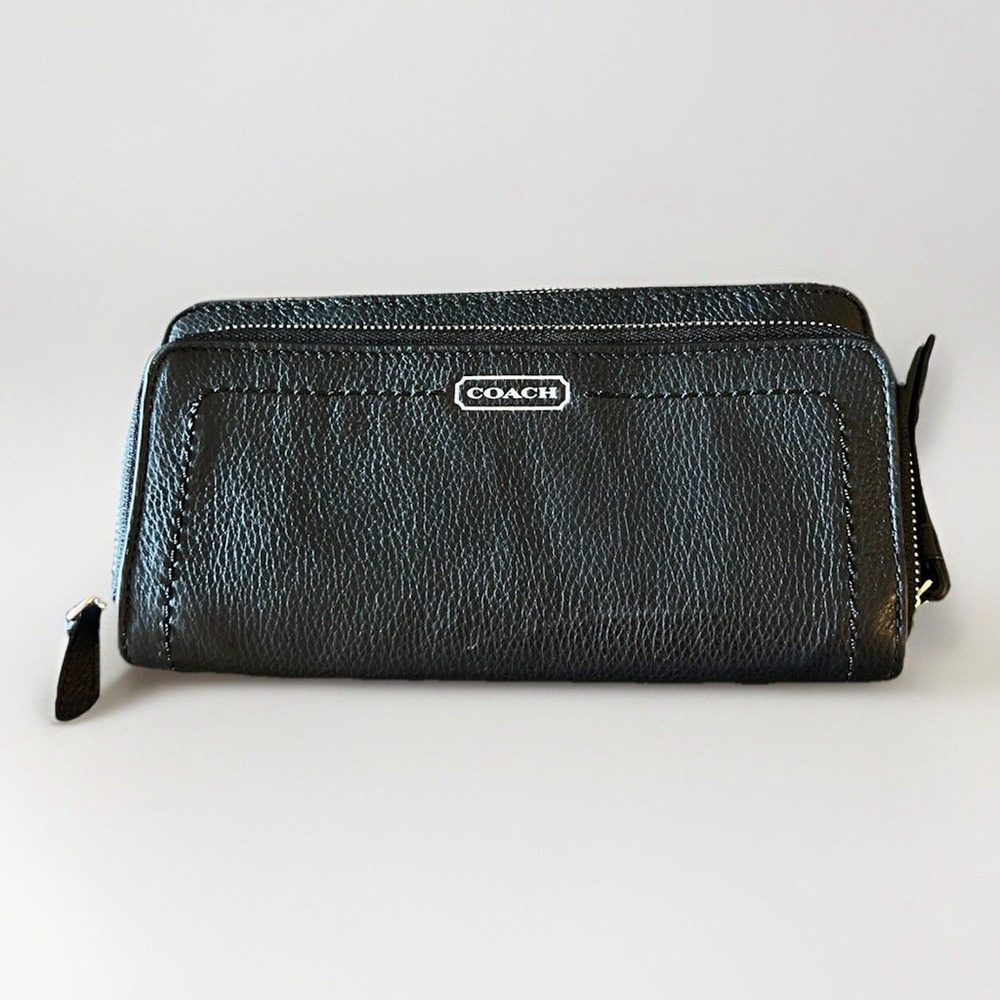 Coach Prk‎ Leather Double Acc Zip Black $258